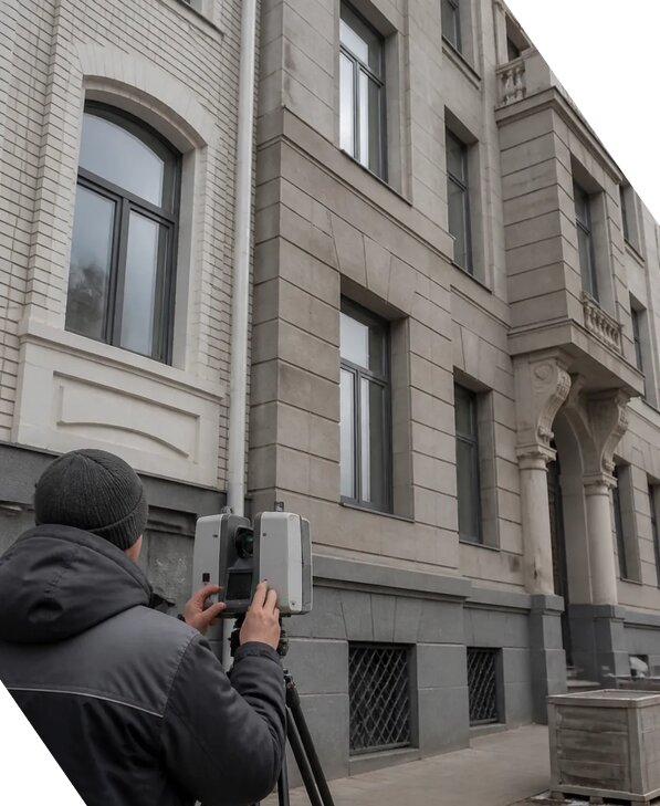 Лазерное сканирование фасадов зданий для обследования в Кандалакше